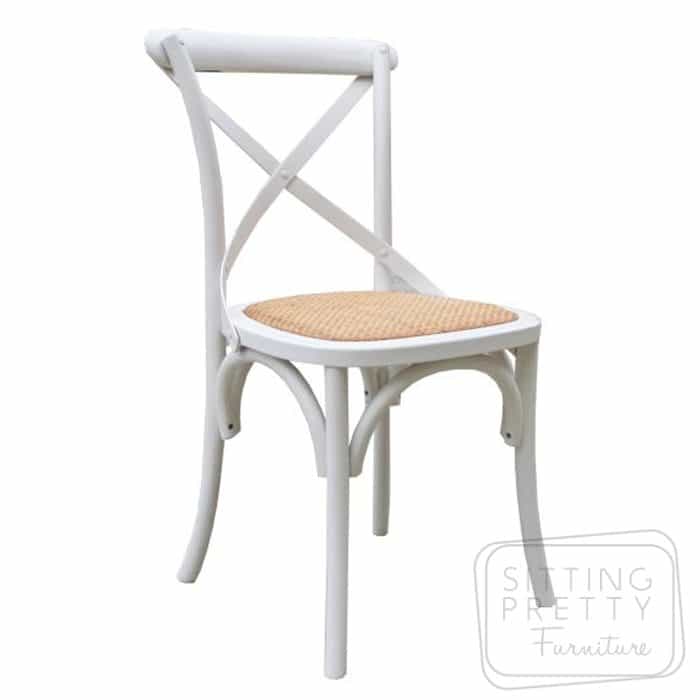 Bella Cross Back Oak Chair - White