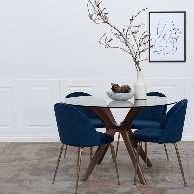 S Designer Furniture Perth, Round Glass Dining Table With Oak Legs