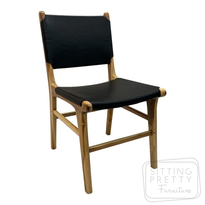 Black Leather Teak Chair