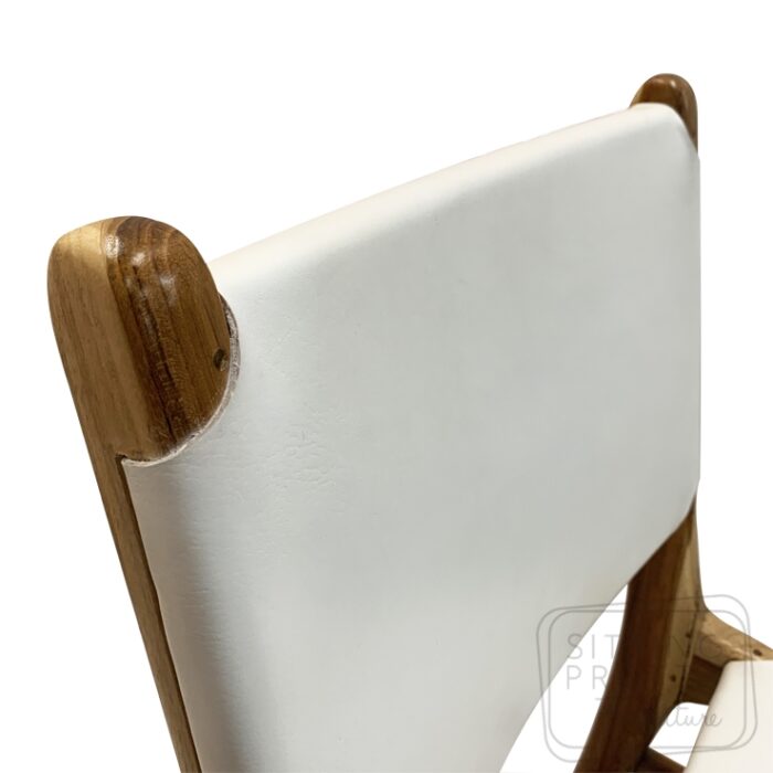 Lombok White Leather Teak Chair