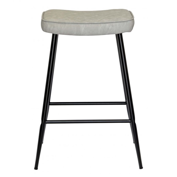 Upholstered backless grey stool