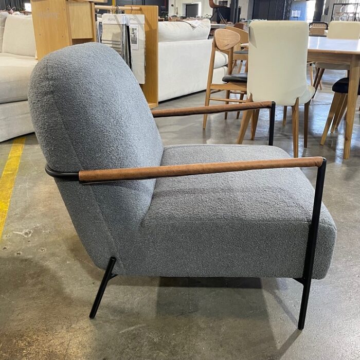 Grey Boucle Lounge Chair