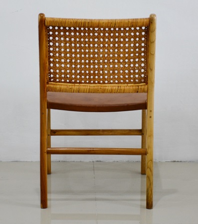 Rattan + Leather Dining Chair